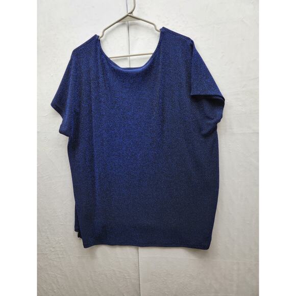 Simply Styled Blue and Black shimmer pullover blouse Size XL - Picture 4 of 8
